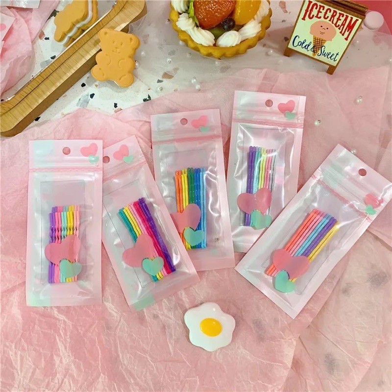 SET 10 GHIM KẸP TÓC NỮ CẦU VỒNG KT03