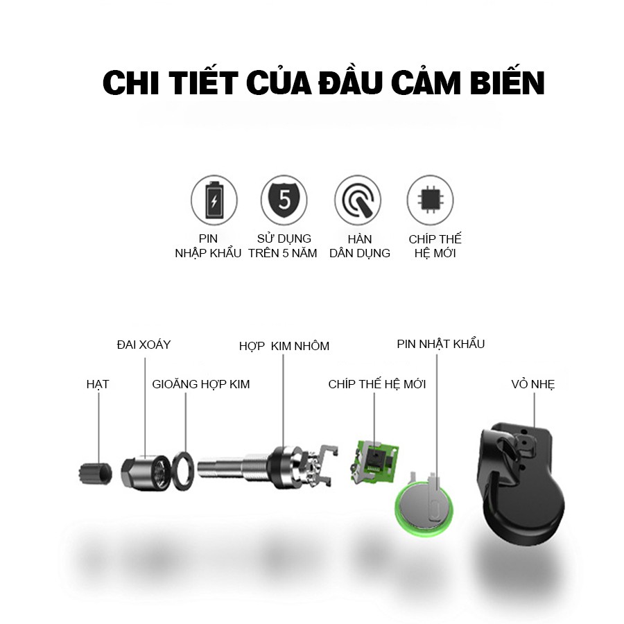 Cảm biến áp suất lốp van trong TPMS không dây Car365 phân phối chính hãng STEELMATE có màn hình màu hiển thị thông số