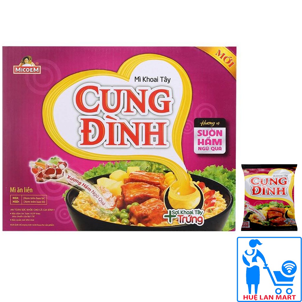 Mì Khoai Tây Cung Đình Hương Vị Sườn Hầm Ngũ Quả Thùng 30 Gói x 80g/gói