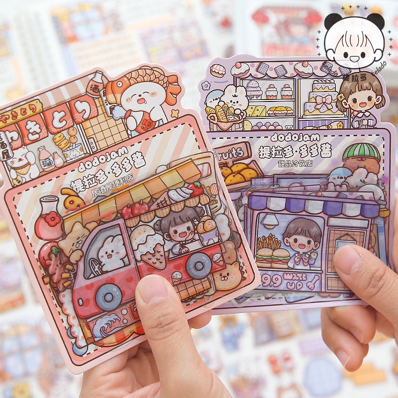 Peach 40Pcs Cute girl soda fountain food sticker Journal Scrapbook Decor Sticker
