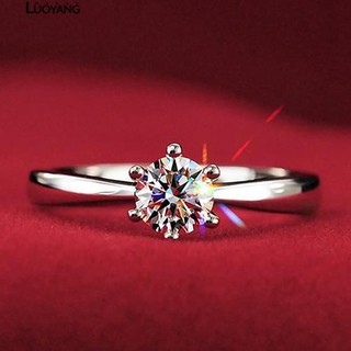 Nhẫn đính hôn cô dâu đính đá Zircon trong suốt size 6-9