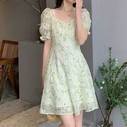 Đầm Ngắn Tay Họa Tiết Thêu Hoa Phong Cách Phương Tây Thời Trang Mùa Hè Mới Cho Nữ