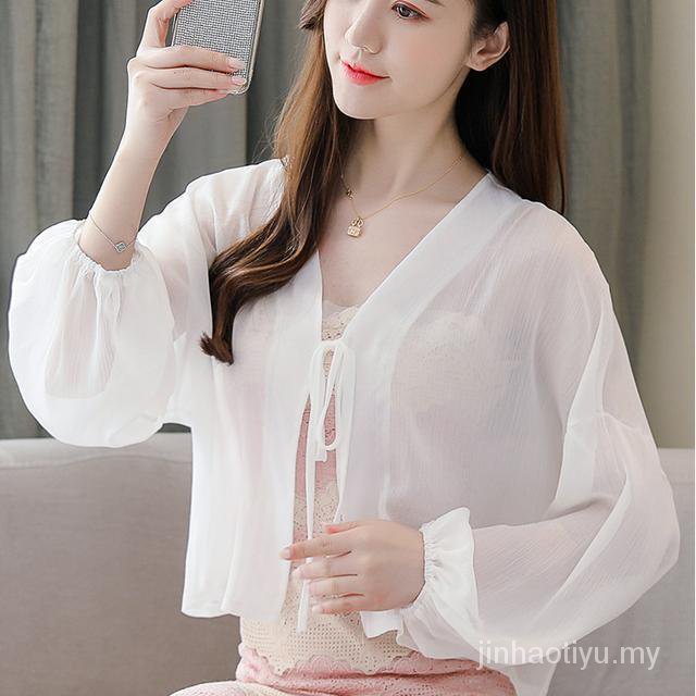 Áo Khoác Cardigan Chiffon Mỏng Chống Nắng Dáng Ngắn Thời Trang Mùa Hè Cho Nữ