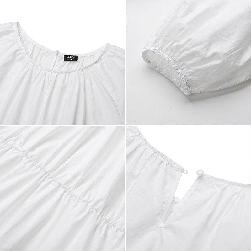 Đầm VONDA tay dài dáng rộng màu trơn thời trang giản dị cho nữ | BigBuy360 - bigbuy360.vn