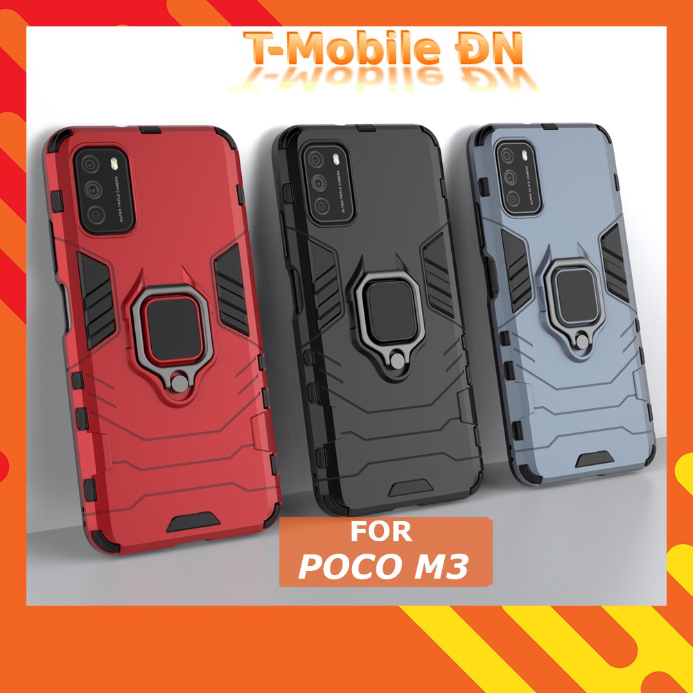 Ốp lưng Xiaomi Poco M3 🔥 𝐅𝐑𝐄𝐄 𝐒𝐇𝐈𝐏 🔥 Ốp iRON MAN IRING Nhựa PC cứng viền dẻo chống sốc cho Poco M3