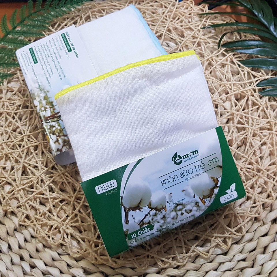 Khăn Sữa Xô Sơ Sinh 2 Lớp Cao Cấp Chất Cotton EMOM