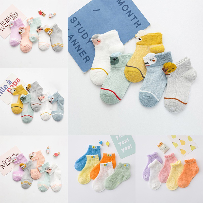 Tất cotton thoáng khí họa tiết ngộ nghĩnh phong cách Hàn Quốc cho bé