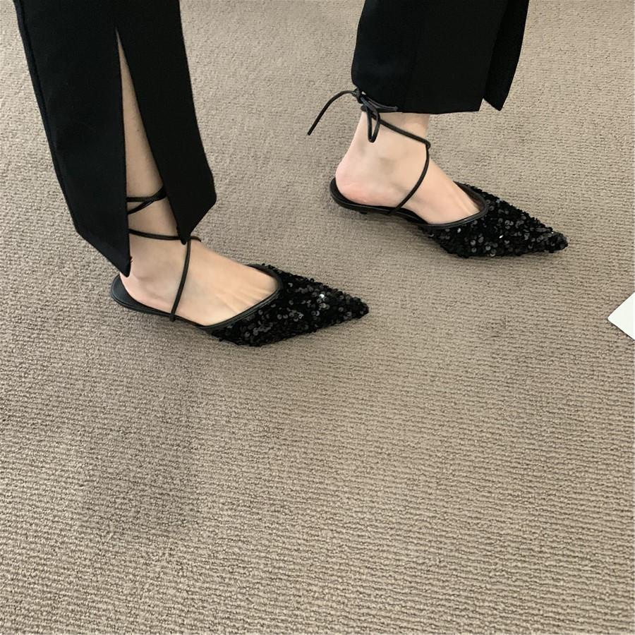 Design sense niche high-heeled shoes strap design pointed shallow-cut shoes evening breeze elegant commuter women's shoes spring and summer EMZ5