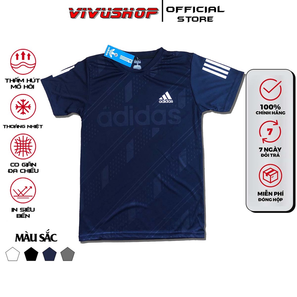 Áo Thể Thao Nam Adidas Cộc tay chất liệu thun lạnh mềm mịn,co giãn 4 chiều, thấm hút mồ hôi