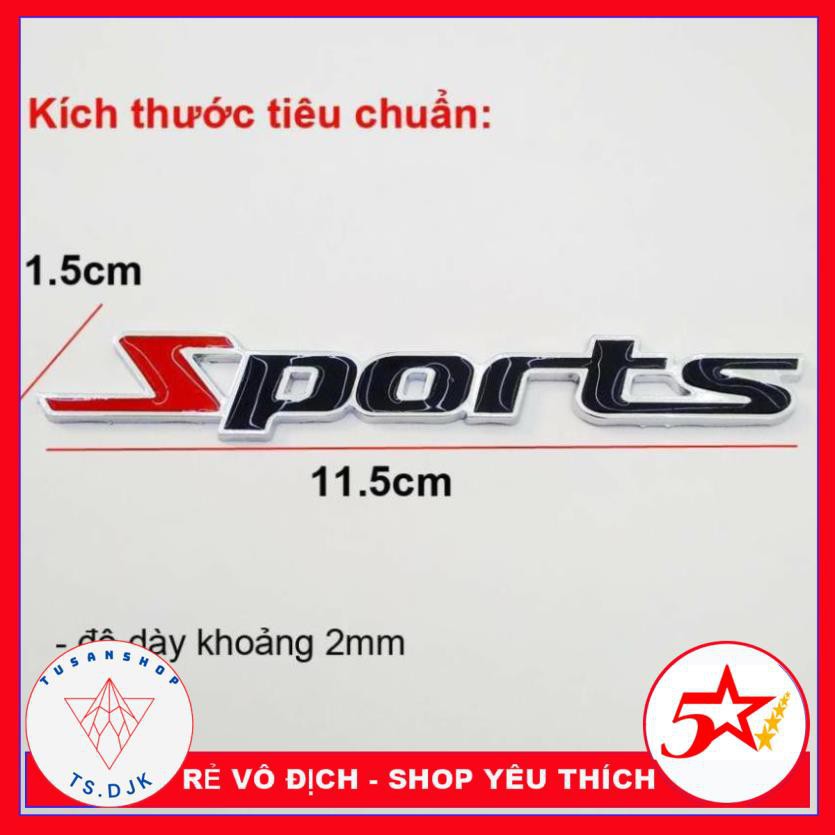 [HÀNG MỚI VỀ BÁN RẺ LẤY TƯƠNG TÁC] Logo kim loại SPORT 3D cao cấp gắn ô tô xe hơi xe máy