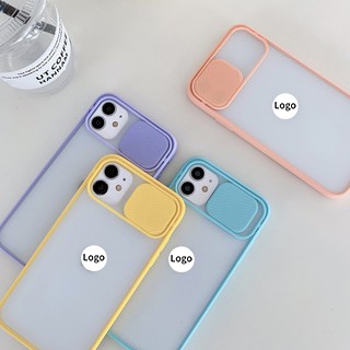 Ốp điện thoại cứng nhám trong suốt có nắp trượt bảo vệ camera cho iPhone 12 11 Pro Max X Xs Max Xr 6 6s 7 8 Se 2020 Plus