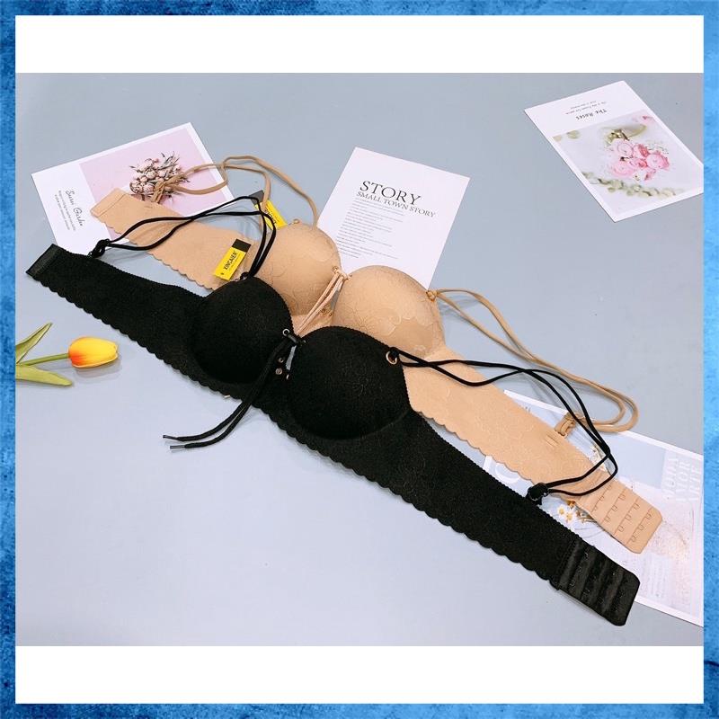 Áo lót nữ su đúc siêu nâng đẩy quả ngang dây rút, nâng ngực, vân hoa A8339