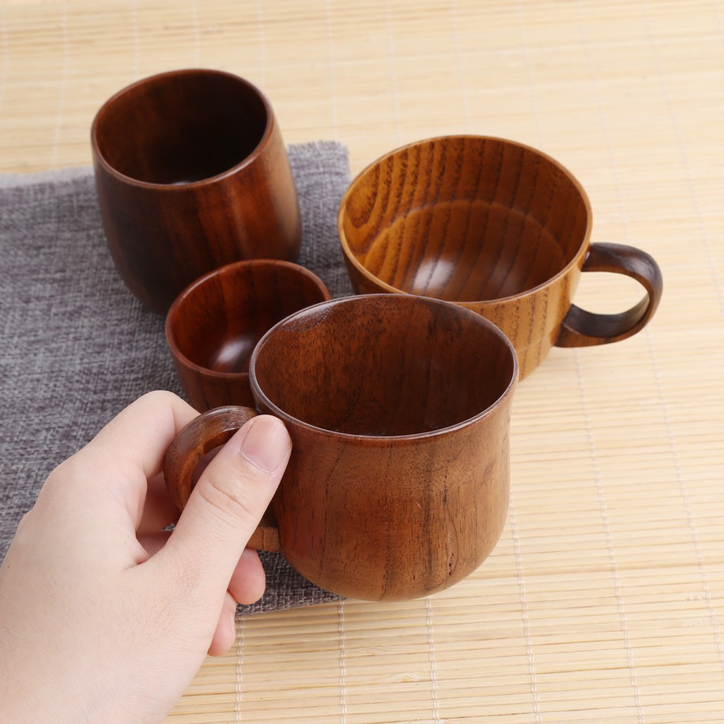Cốc gỗ tự nhiên thiết kế đơn giản phong cách Nhật Bản