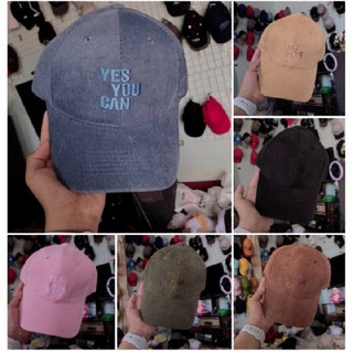 Mũ lưỡi trai chất gân thêu yes you can