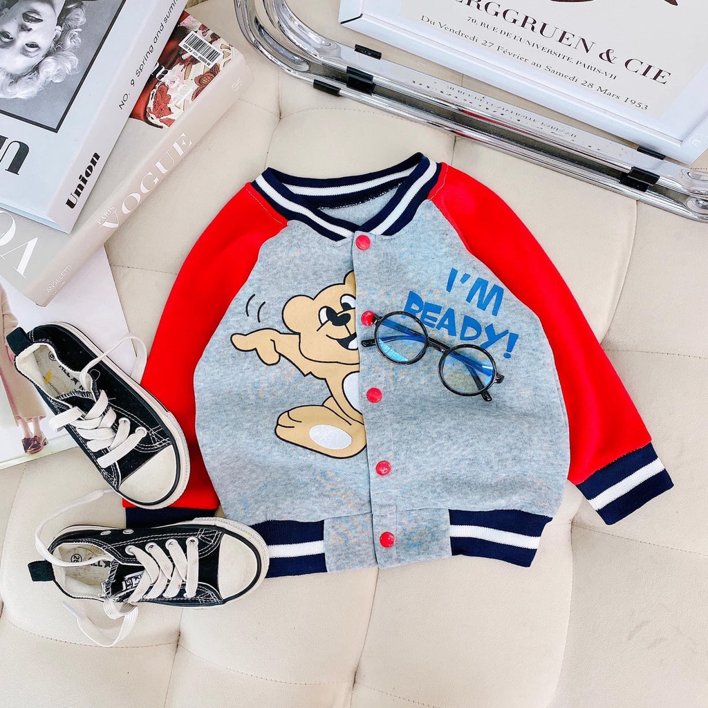 SALE ÁO KHOÁC BOMBER GIỮ ÂM CHO BÉ CHẤT NỈ THỜI TRANG CHO BÉ SIZE 10-22KG(BOMBER)