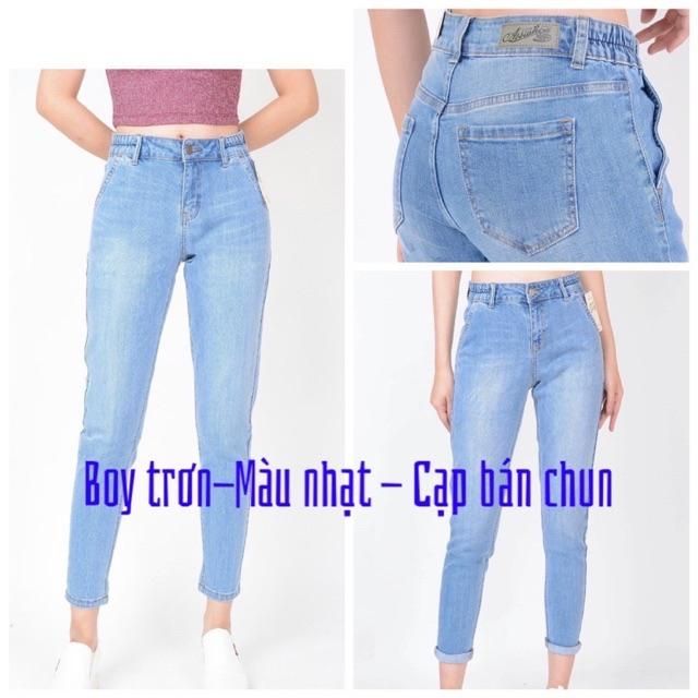 Quần jean nữ Boyfriend, cạp thường và cạp bán chun chất liệu cao cấp