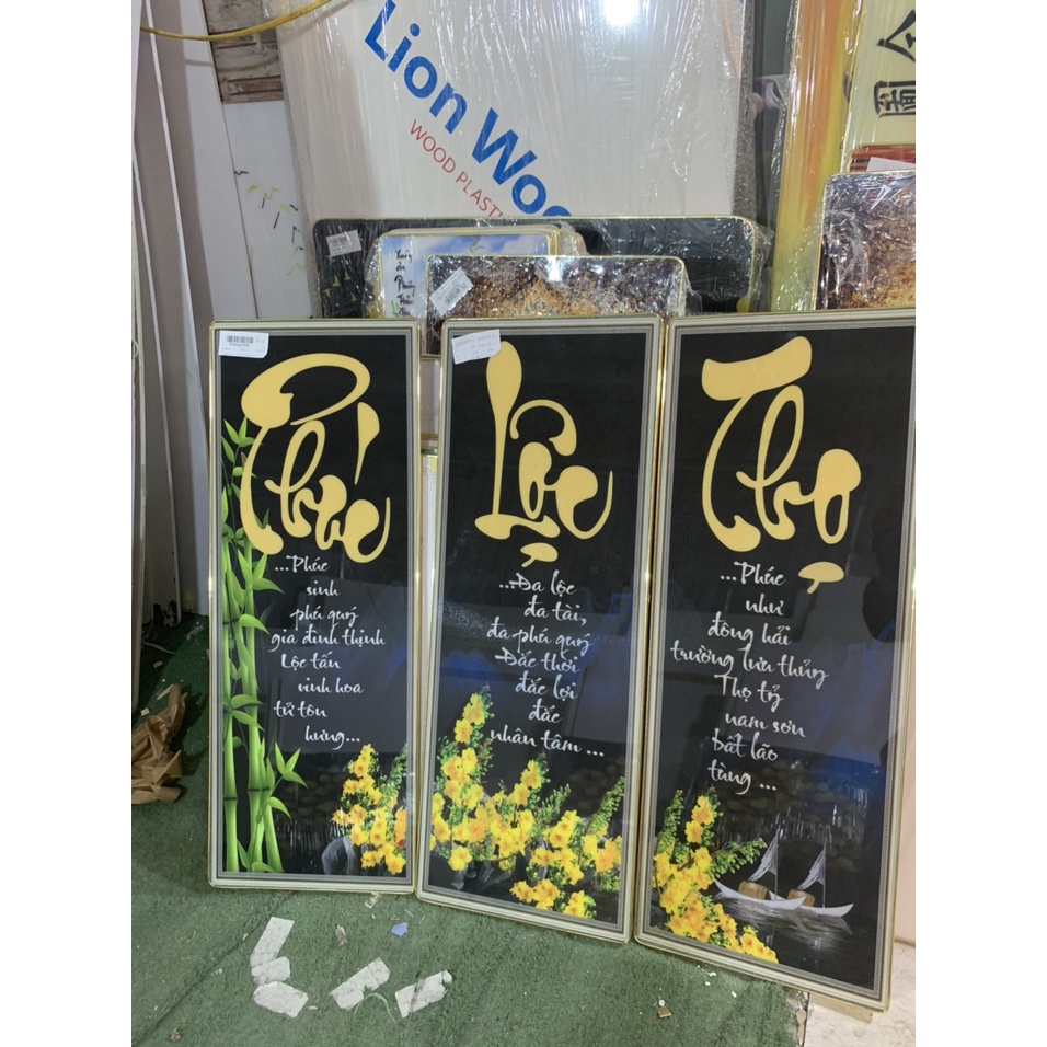 Tranh Treo Tường , bộ tranh TRÁNG GƯƠNG PHÚC LỘC THỌ treo Phòng khách, cầu thang, bàn thờ