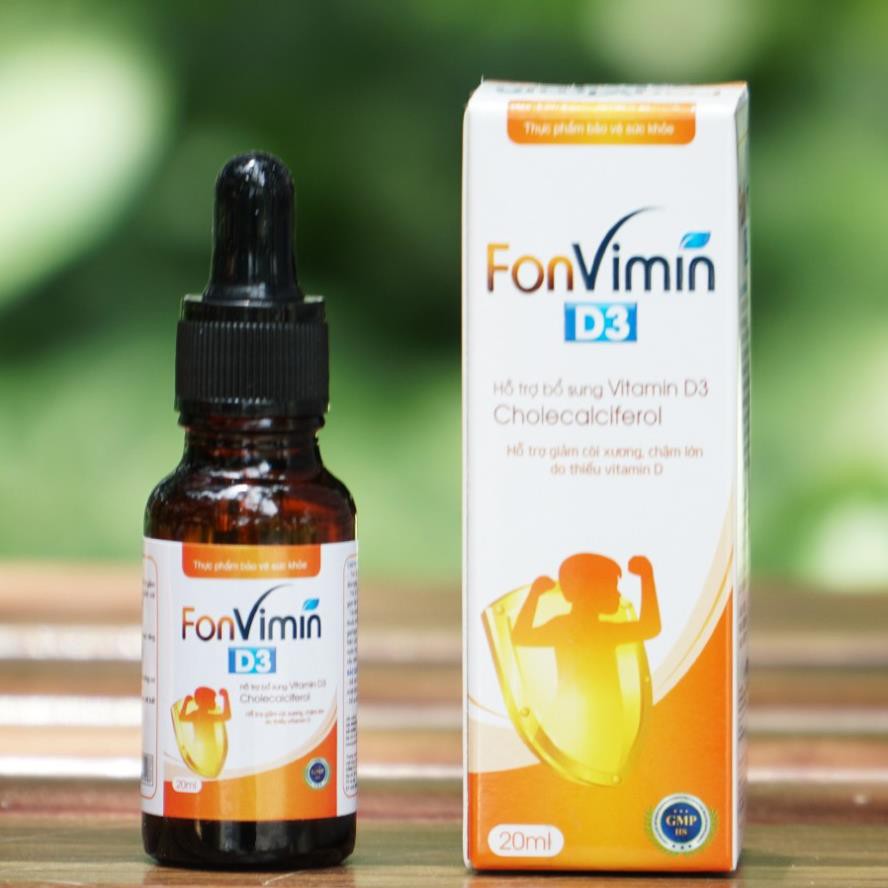 BỔ SUNG VITAMIN D3 CHO BÉ, DỄ HẤP THỤ GIẢM CÒI XƯƠNG - Fonvimin D3 - 20ml