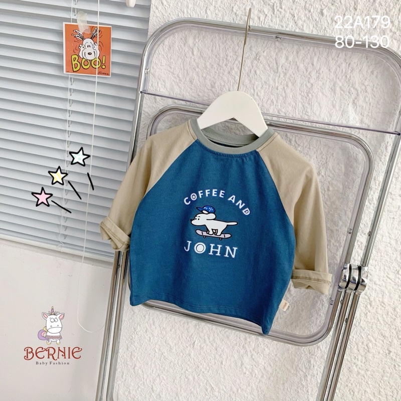Áo thun dài tay zaclang hoạt hình, áo thu đông Bernie chất cotton bé trai