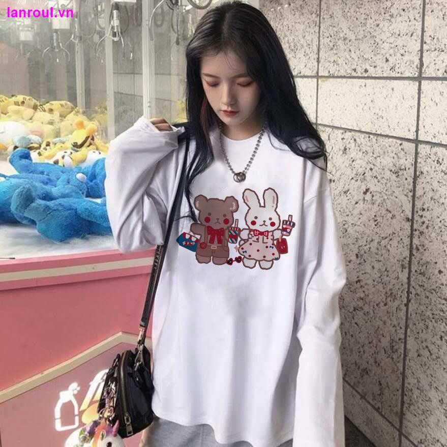 Girlfriends long-sleeved T-shirt women s autumn 2020 new Korean version of the college style loose cartoon print on clothes ins tide