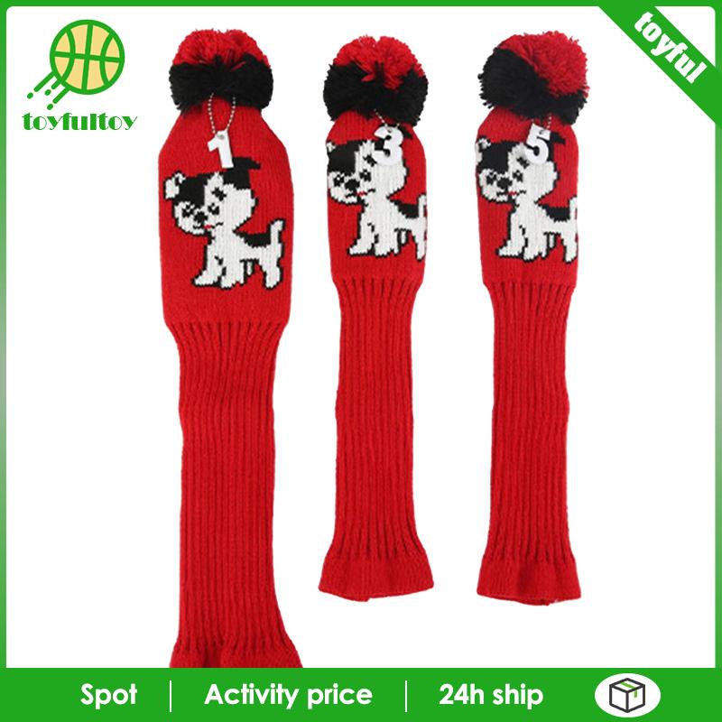 Set 3 Vỏ Bọc Đầu Gậy Đánh Golf Dệt Kim Mềm Mại Bảo Vệ Đầu