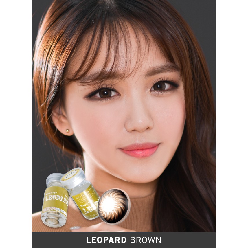 Kính Áp Tròng Nội Địa Hàn Cho Mắt Nhạy Cảm, Lens Mắt Cận Có Màu Nâu Đỏ Leopard Brown (1 Năm) NCC2