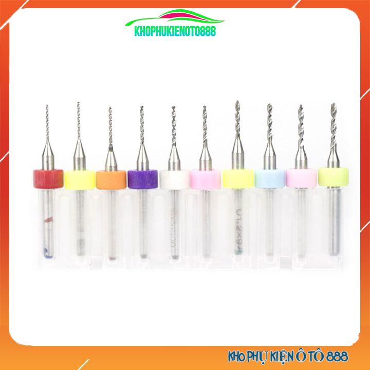Bộ 10 mũi khoan CNC độ chính xác cao đường kính tùy chọn từ 0.3-3.0mm