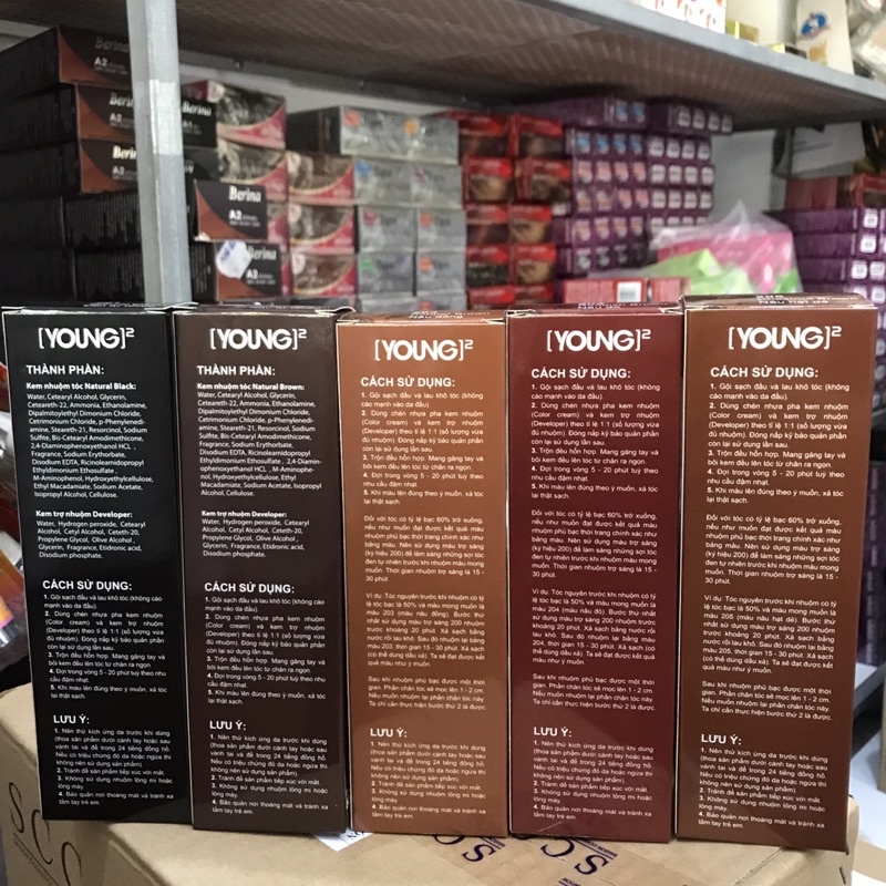 Thuốc Nhuộm Phủ Bạc Young đủ màu 60g x 2 (kèm oxy)