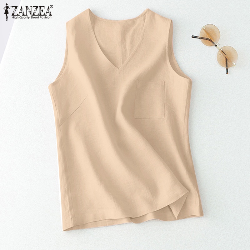 Zanzea Áo Nữ Không Tay Cổ Chữ V Form Rộng Thời Trang