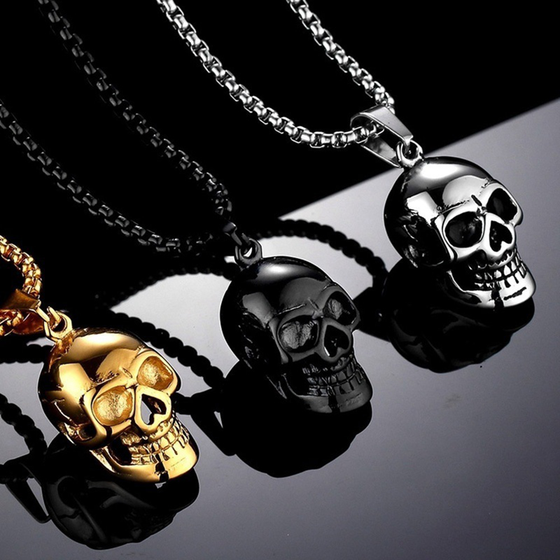 ShadowFashion Skull Style Punk Men and Women Fashion Hip-hop Gold-plated Necklace Stainless Steel Delicate Jewelry Gift