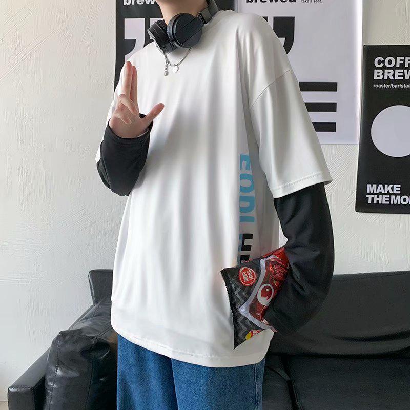 áo thun dành cho cặp đôi Nam Tay Dài Giả Hai Lớp Phong Cách Hip Hop Năng Động | BigBuy360 - bigbuy360.vn