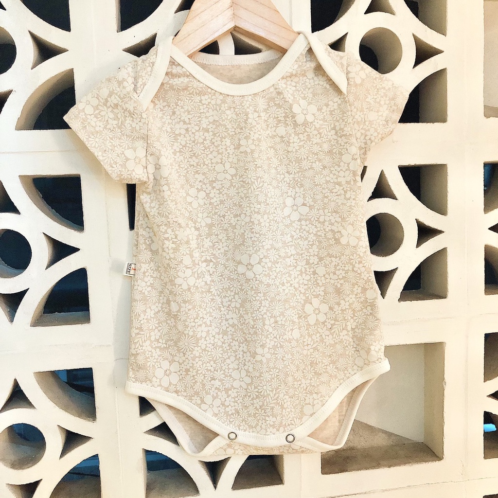 Bodysuit cho bé giá rẻ từ sơ sinh 6 tháng đến 2 tuổi cổ tròn kiểu hàn quốc chất liệu thun cotton in hoa mát mềm BABY112