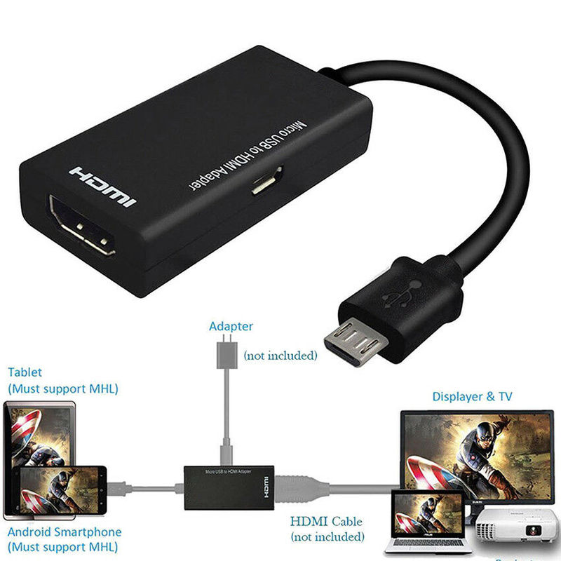 Cáp Chuyển Đổi Micro Usb 2.0 Mhl Sang Hdmi Hd 1080p / Type C &amp; Mirco Usb Hdmi