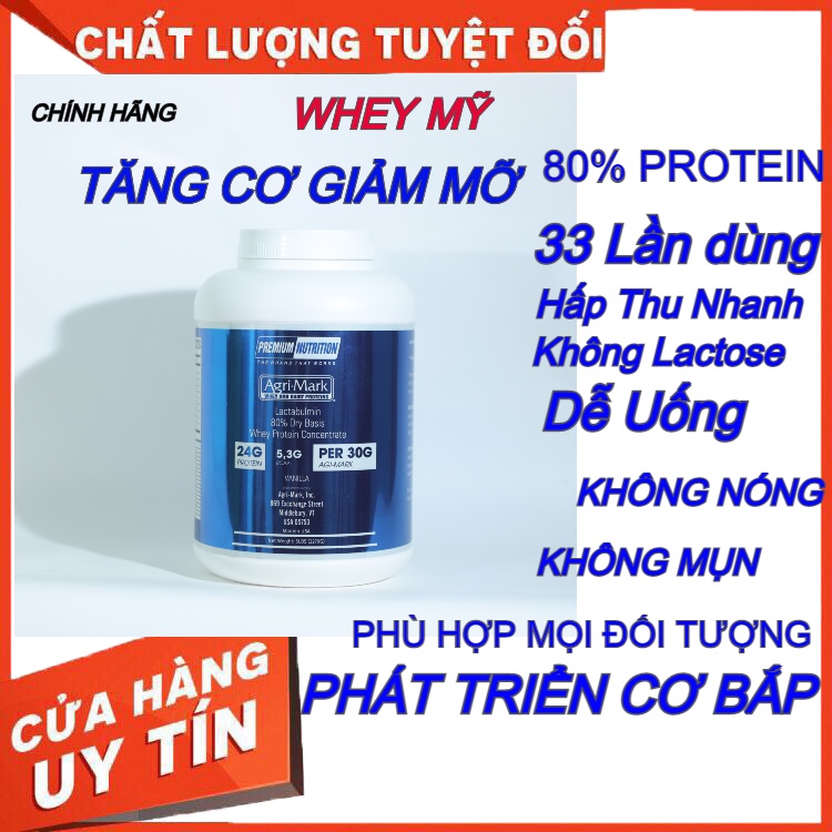 [ CHÍNH HÃNG  ] Whey Protein concentrate AGRIMARK Hũ 5LBS ( 2,27KG) - WHEY MỸ TĂNG CƠ NHANH - GIẢM MỠ- HẤP THU NHANH