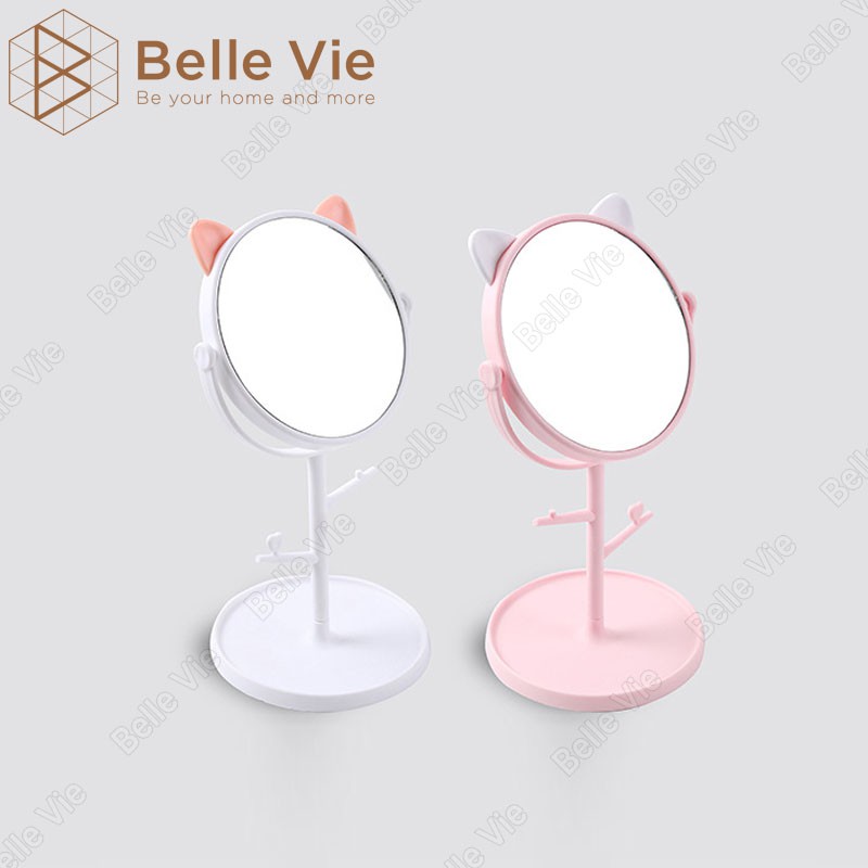 Gương Soi Trang Điểm BELLEVIE Gương Di Động Để Bàn Tai Gấu Gương Makeup