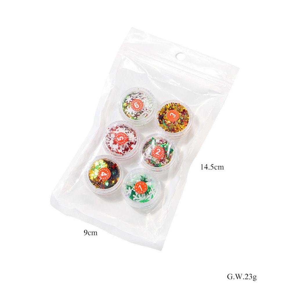 Set 6 Hộp Kim Tuyến Trang Trí Móng Tay Nghệ Thuật Chủ Đề Giáng Sinh Holographic