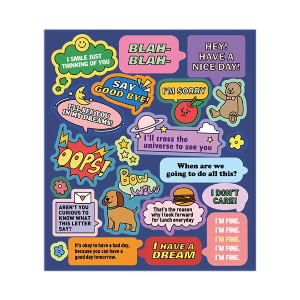 Peach 1Pcs South Korea INSTAGRAM Us English label sticker Journal Scrapbook Decor Sticker