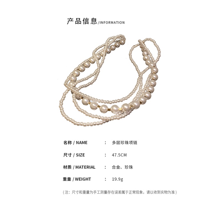 DREJEW Dây chuyền nhiều lớp đính ngọc trai thời trang dành cho nữ