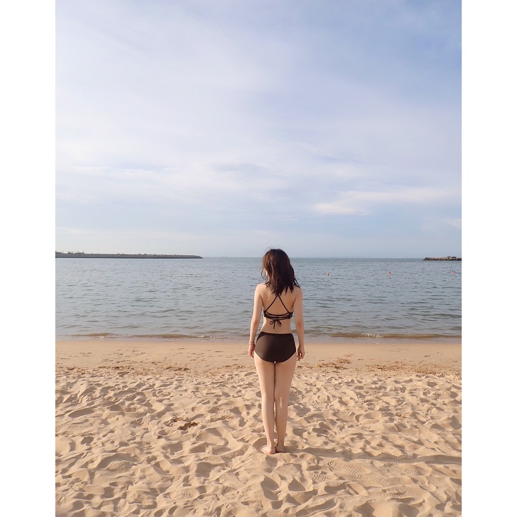 Bikini trơn basic cạp cao che khuyết điểm vòng bụng (Có lót ngực) | BigBuy360 - bigbuy360.vn