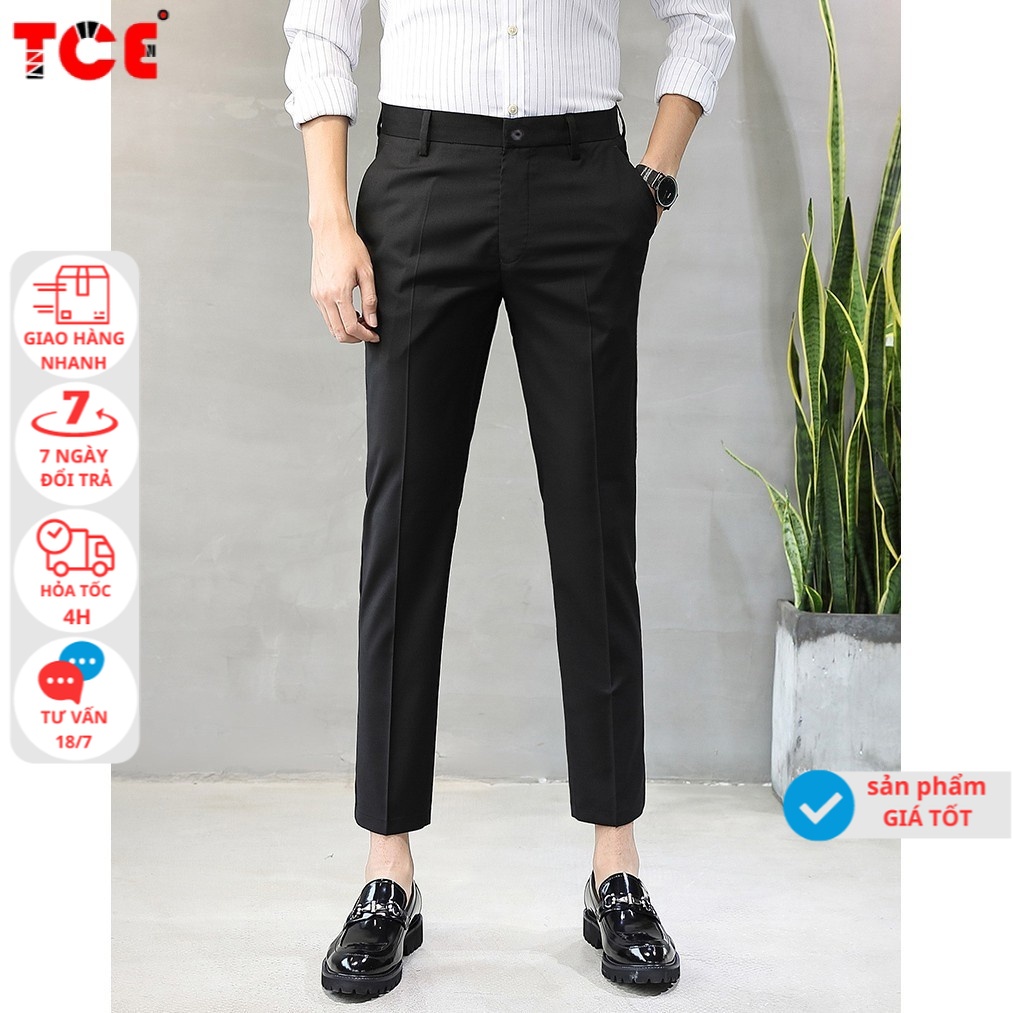 Quần Tây Nam - Quần Baggy Tây Nam TCE Công Sở Dáng Ôm Vải Cotton Chéo Hơi Co Giãn Không Nhăn Cao Cấp