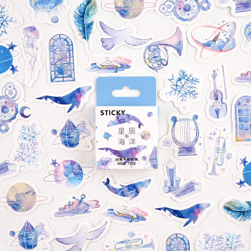 Hộp 46 Miếng Dán Hình Cô Gái Màu Hồng Trang Trí Sổ Tay