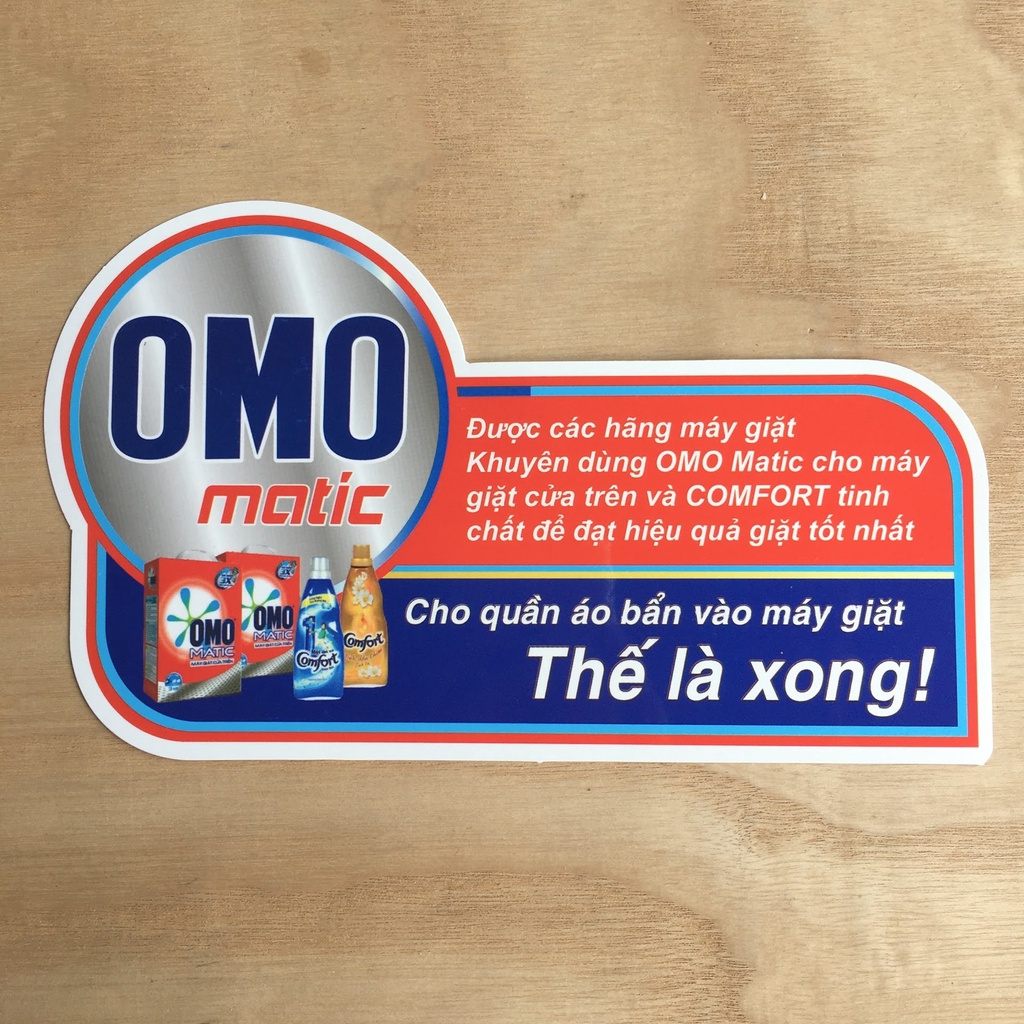 Tem dán máy giặt Omo decal [BÓNG, ĐẸP] Tem decal máy giặt