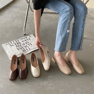 Giày vintage - giày búp bê yooex mũi xéo da mềm cao 3p êm chân tqxk