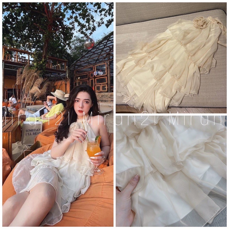 🍂 VÁY YẾM BÈO TẦNG CỔ ĐÍNH HOA TRÀ 🌼( Váy2 lớp, có video, ảnh thật) | BigBuy360 - bigbuy360.vn