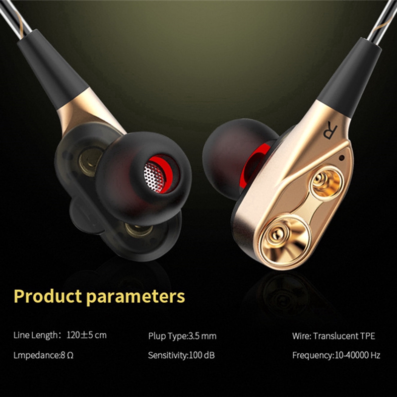 【YUKV】Earphone Dual dynamaic Driver Super Bass Stereo dengan Kabel