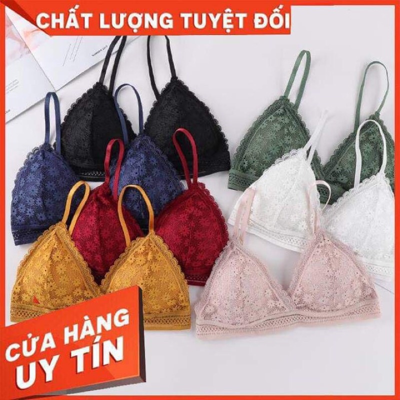 Áo Lót Ren Quai Cài Sau Tiện Lợi - 7 Màu Siêu Xinh - Bra Thêu Hoa Ren Xinh Xắn Nhẹ Nhàng - ÁO Freesize!!
