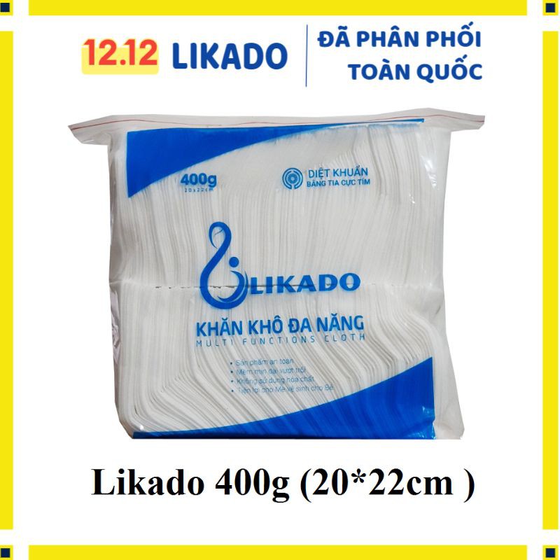 [LIKADO] Khăn giấy khô đa năng Likado dùng cho bé, tẩy trang 400g (kt20X22cm) 200 tờ/gói (mua 5 TẶNG 1)