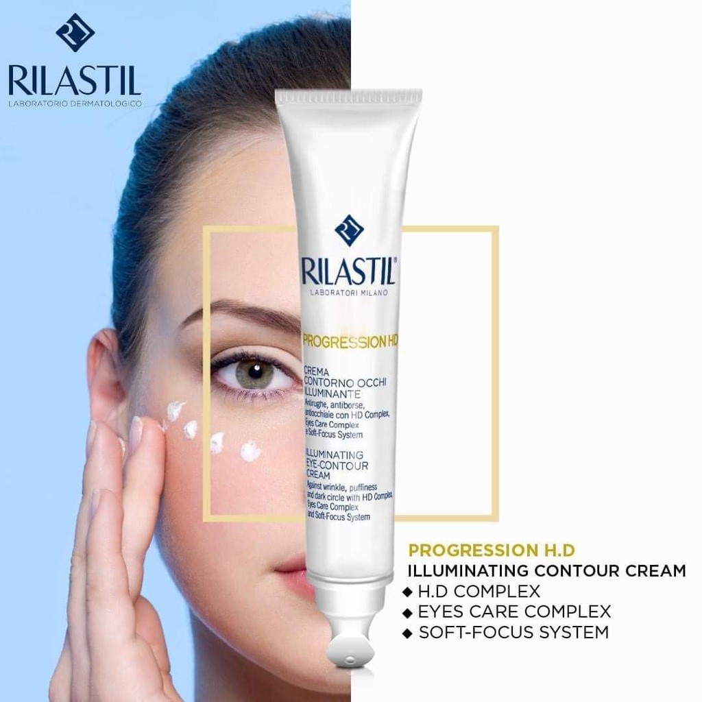 Kem Dưỡng Mắt Chống Nhăn Có Đầu Mát Xa Giảm Thâm Quầng Mắt Rilastil Progression Hd Illuminating Eye Contour Cream 15ml