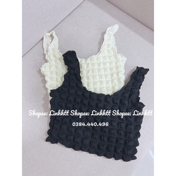 ÁO CROPTOP 2 DÂY XỐP BASIC ÔM BODY
