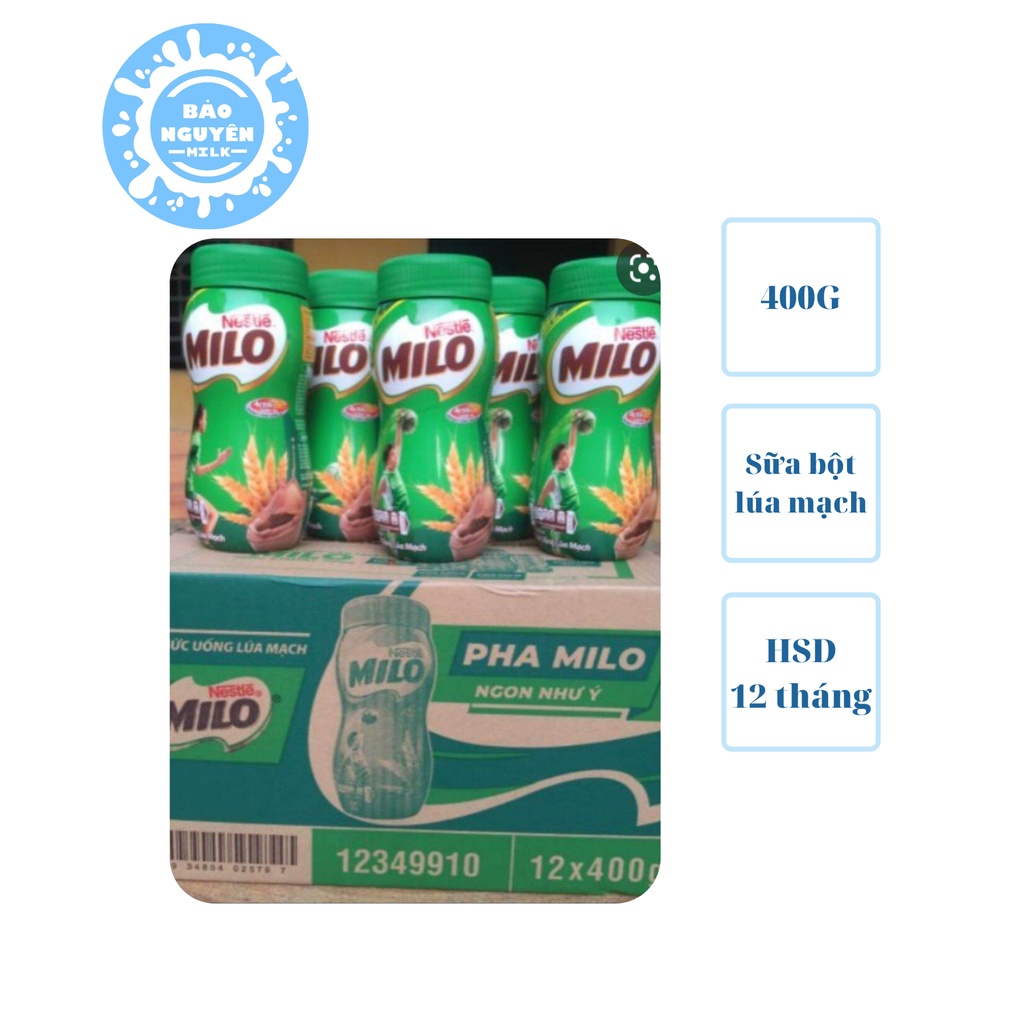 Thùng 12 hũ sữa bột Nestlé MILO 400g